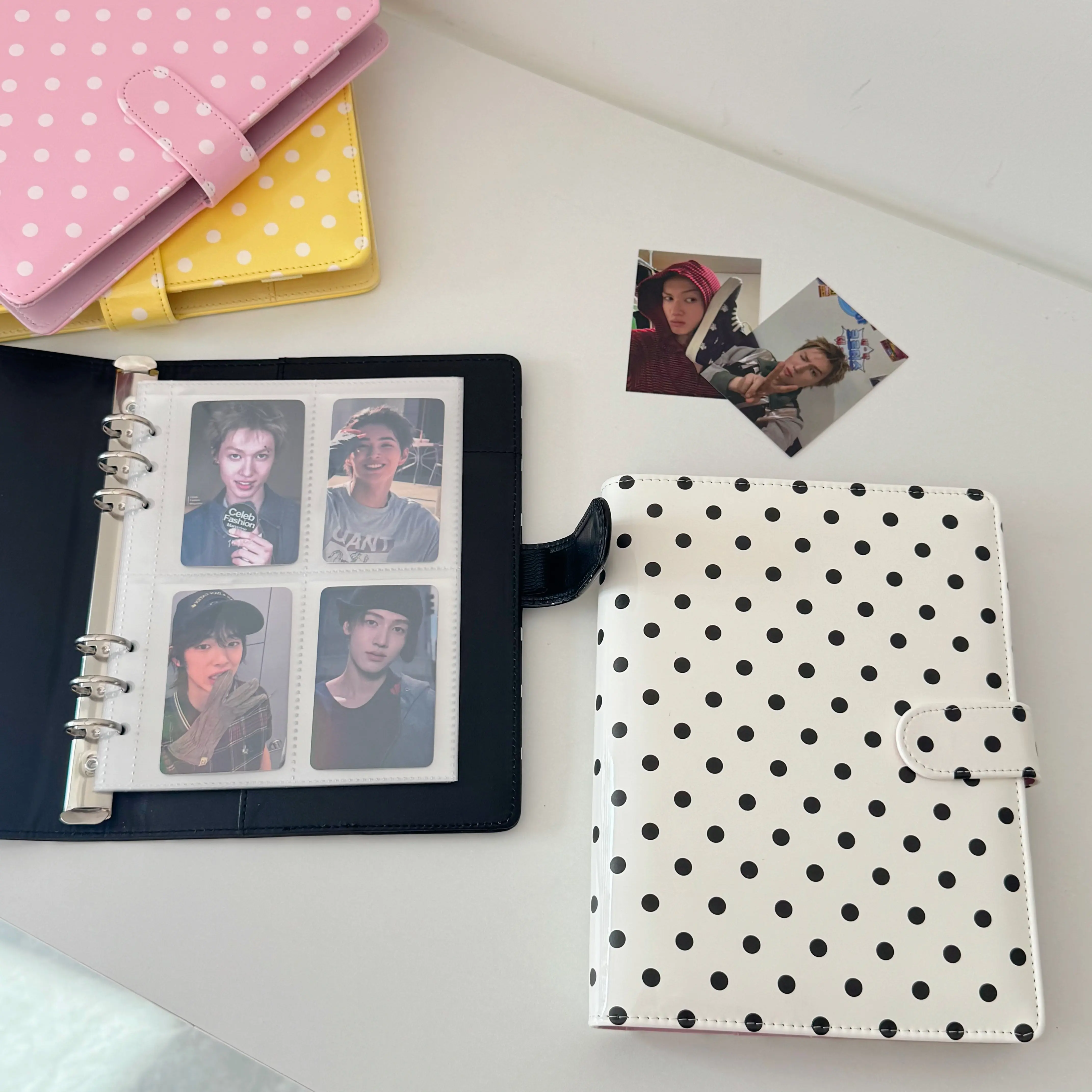 MINKYS Polka Dots PU-Leder A5 Kpop Fotokarten Sammelordner Idol Fotokarten-Buch Idol Aufbewahrungsalbum – Detail 4