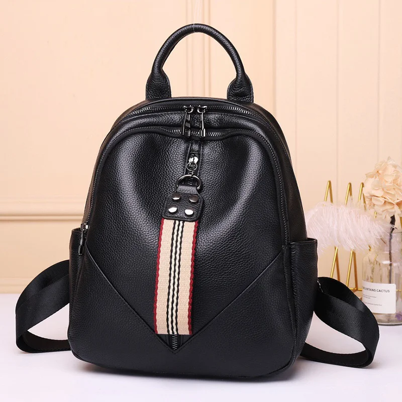 

Luxury Designer Genuine Cow Leather Woman Backpack Fashion Ladies Shoulder Bag Travel Rucksack Female Large Capacity Women's