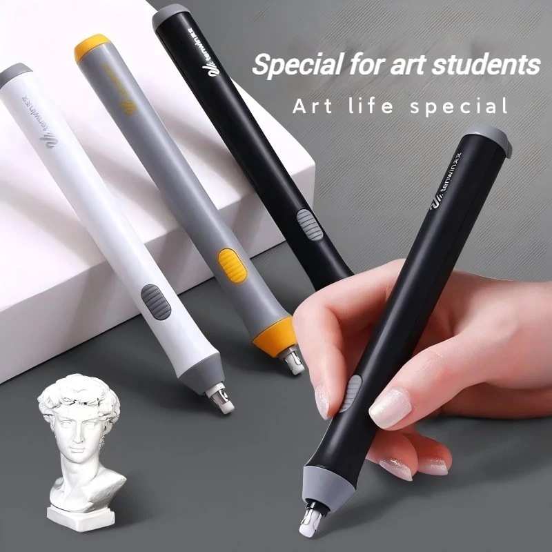 Tenwin Adjustable Electric Rubber Eraser With Rubber Refills Battery Power For Sketch Drawing Erasing School Stationery Supplies