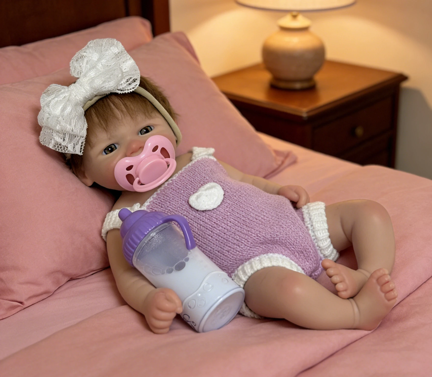 

13 Inch Full Body Silicone Reborn Baby Girl Doll Vivienne Can Open Mouth Lifelike Newborn Baby Toy