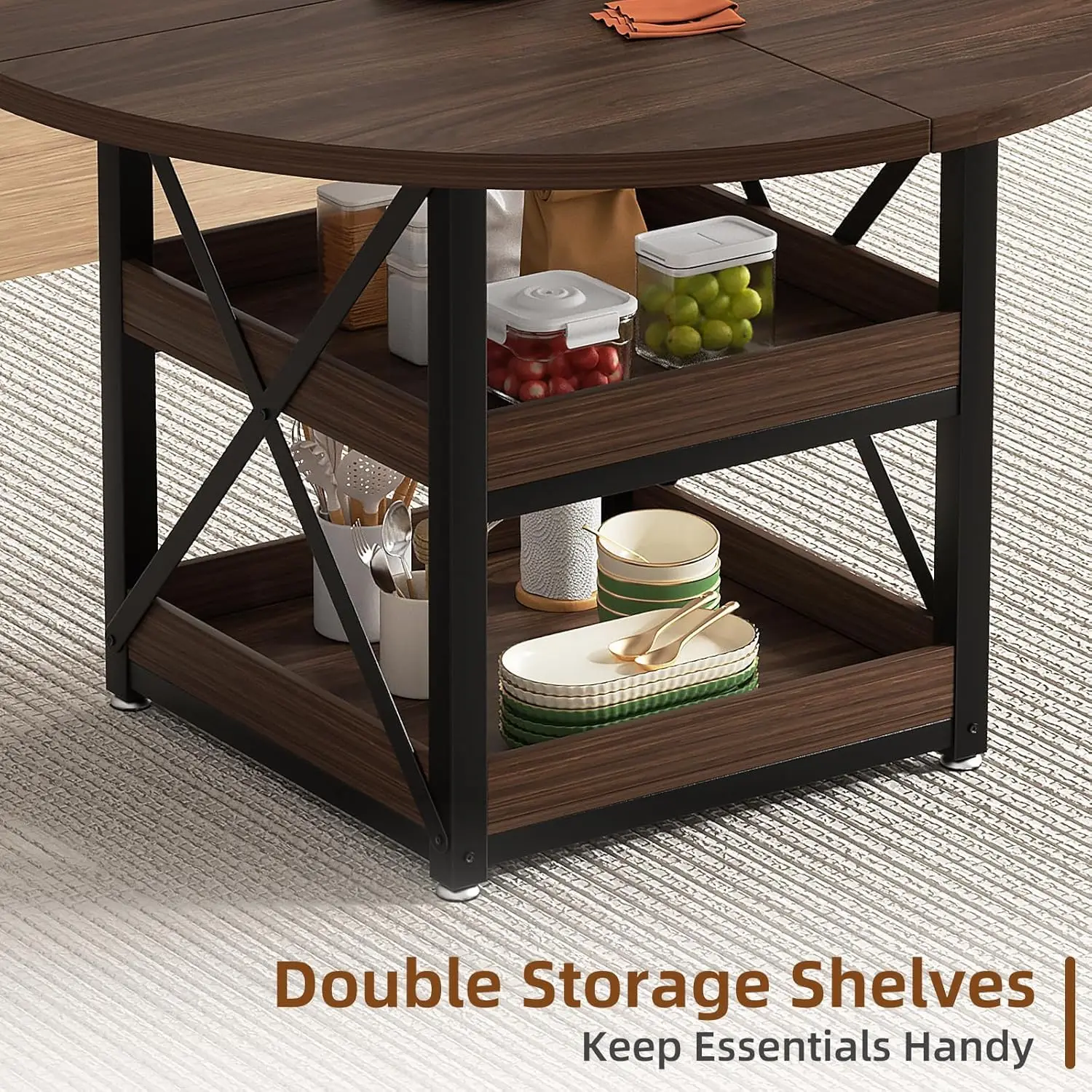 Round Dining Set with Storage 4