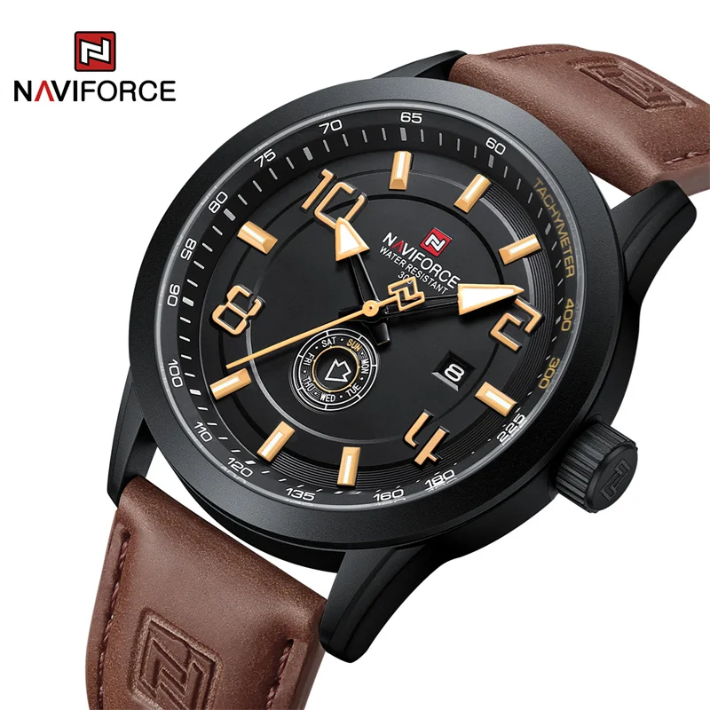 NAVIFORCE Brand Design Men\'s Watches Luxury Fashion PU Strap Waterproof Calendar Quartz Wristwatch Male Gift Relogio Masculino