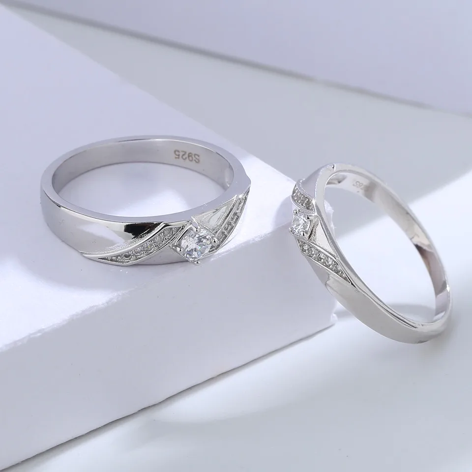 925 Sterling Silver Wedding Ring Set for Couples