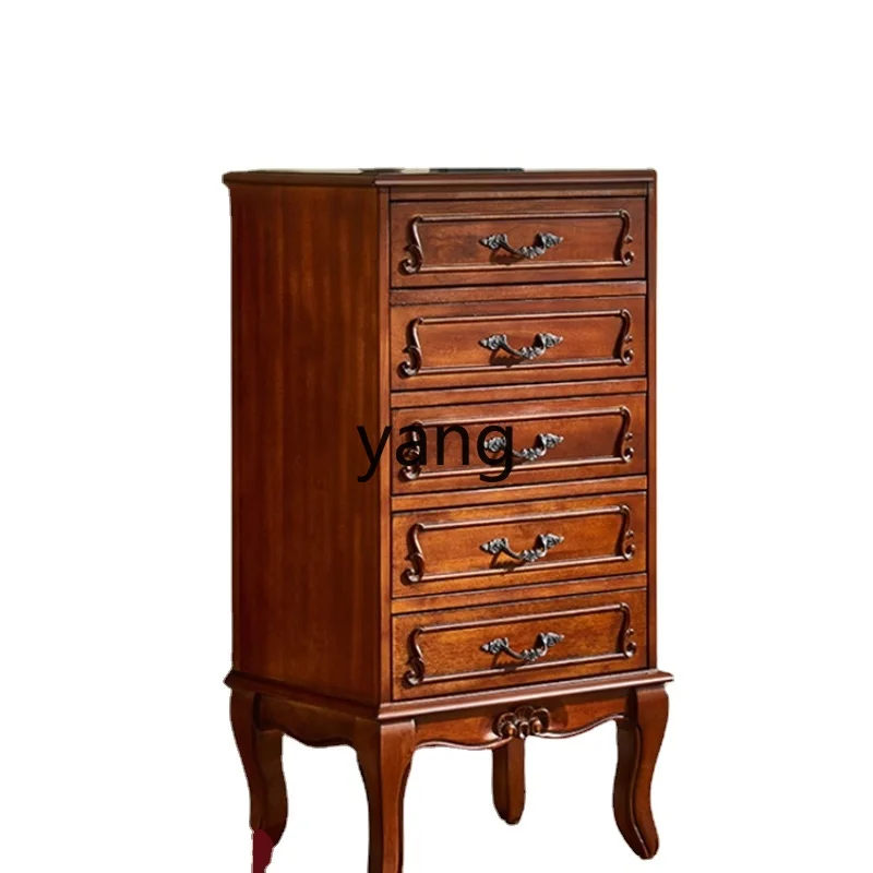 

Yjq Bedroom Chest of Drawers Storage Cabinet Solid Wood Five-Bucket Cabinet Drawer Locker