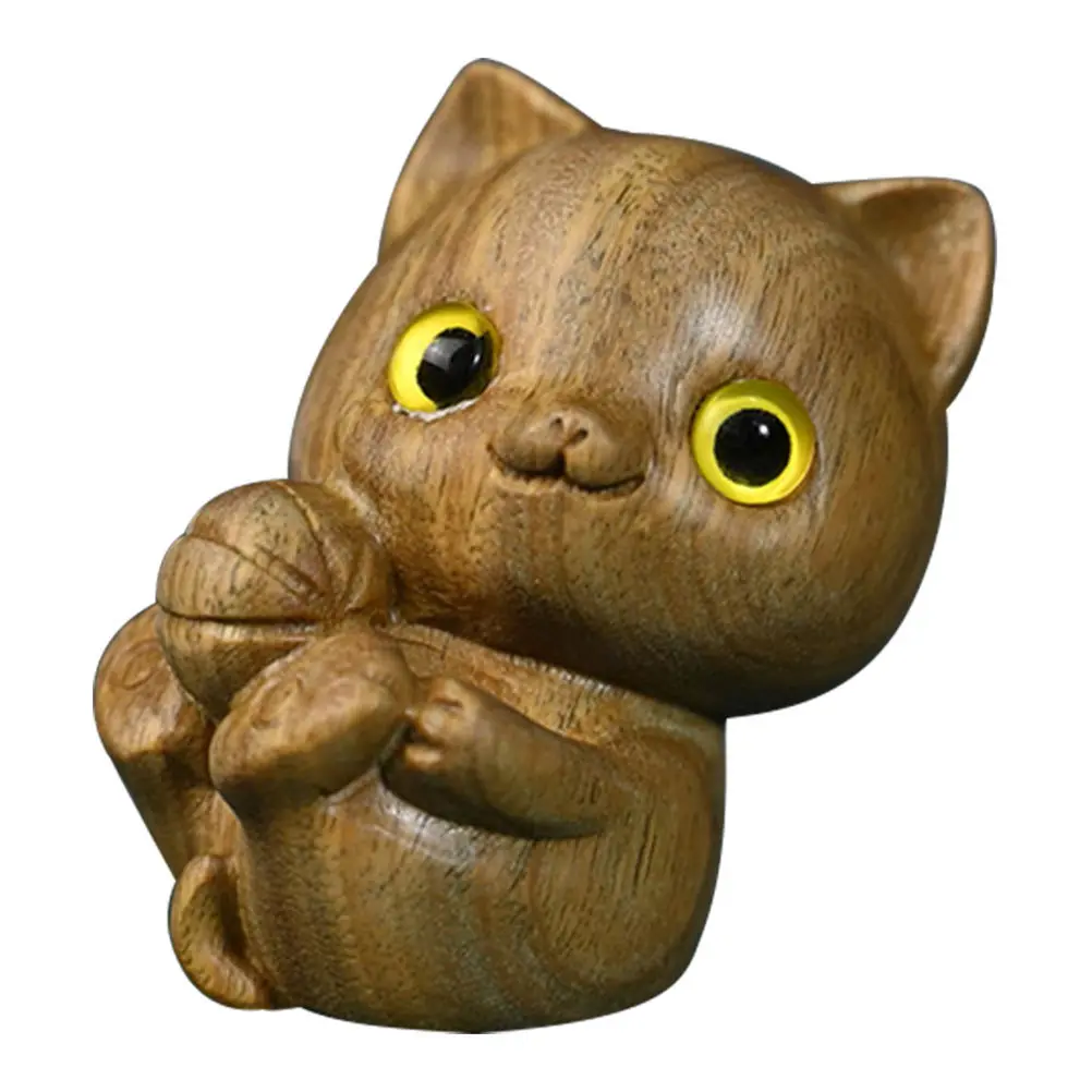 

Wooden Statue For Home Office Desktop Decor Home Desktop Decor Wood Craft Wooden Cat Statue Carved Wood Cat Decoration