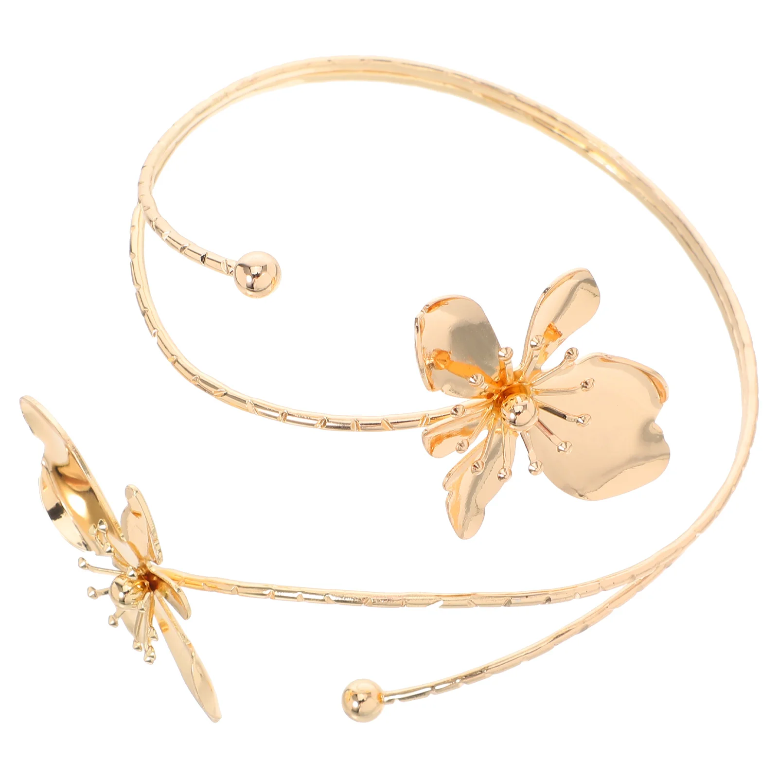 

1pcs Fashionable Metal Flower Cuff Bracelet for Women Open Arm Bangle Unique Design Luxury Jewellery Party Wedding Accessory Arm