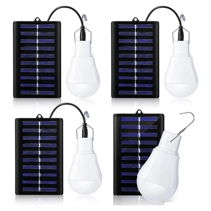 ABVG-Portable Solar Light Bulb 4 Pack Solar Powered LED Emergency Light For Camping Tent Indoor Outdoor Shed Night Fishing