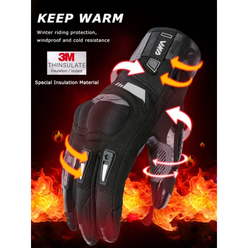 

VND Winter Keep Warm Motorcycle Gloves Waterproof Motocross Riding Glove Touchscreen Wear-resistant Motorbike Luvas Soft Leather