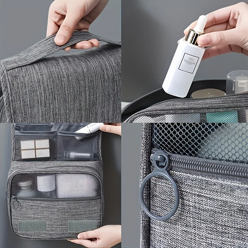 Oxford-Stoff Herren Business Tragbare Aufbewahrungstasche Toilettenartikel-Organizer Damen Kosmetiktasche Wasserdichte Hängende Reise-Waschtasche – Detail 10