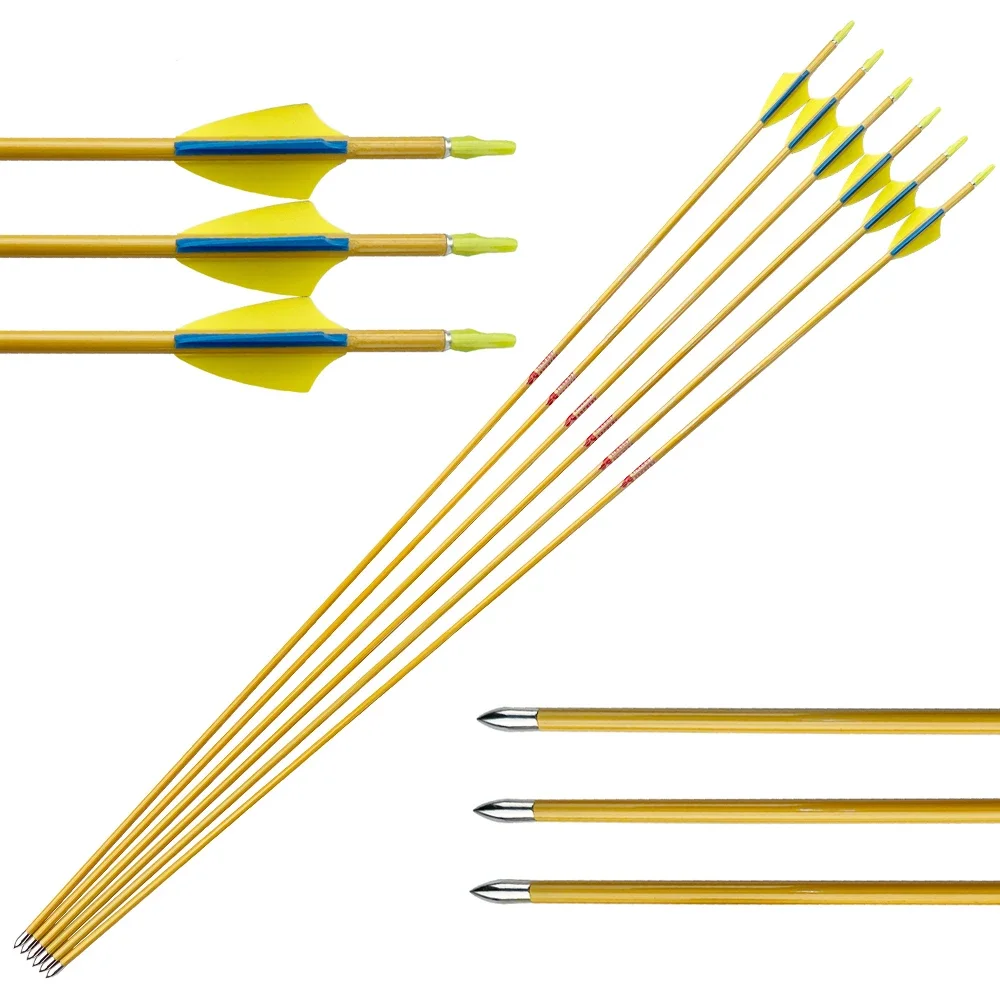 

Pure Carbon Arrows Bamboo Skin, 1.75Inch,Plastic Vanes, Recurve Bow, Longbow Shooting, 12Pcs