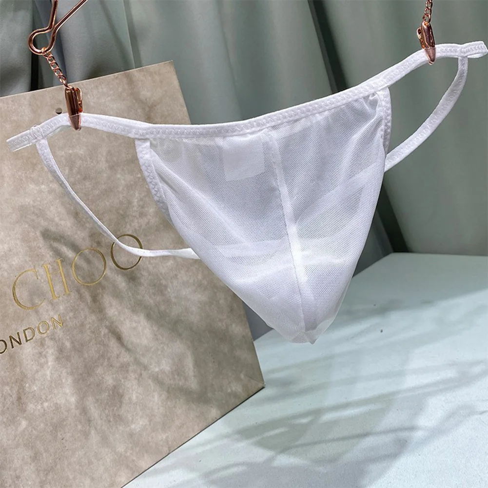 Mens Transparent Thongs Elastic Low-Rise Briefs Ultra-Thin Open Crotch Lingerie See Through G Strings Underwear For Hot Man
