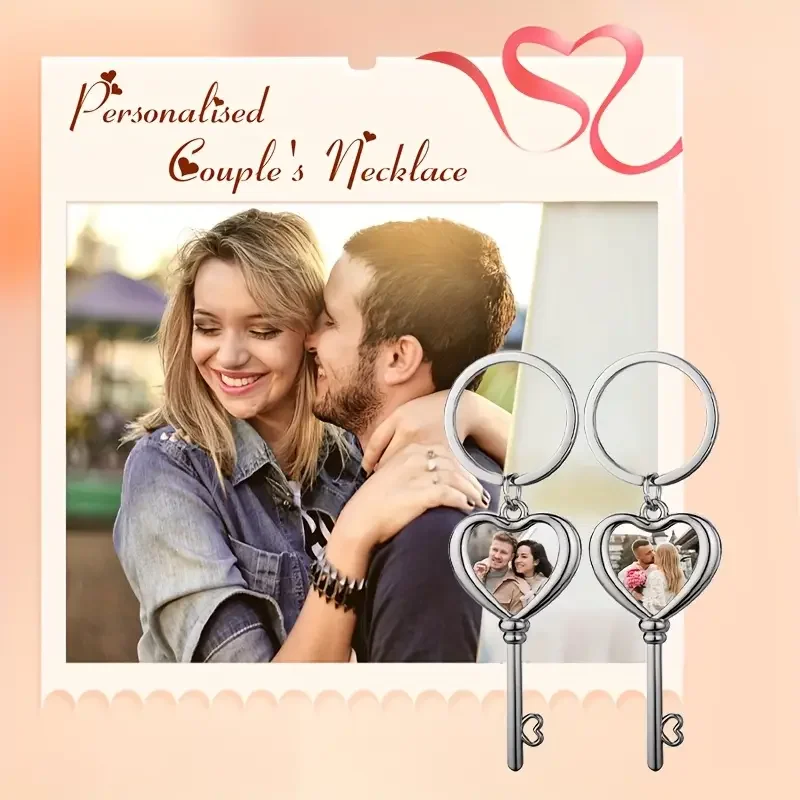 Personalised Custom Picture Heart Keyring Double Sided Photo, Personalised Picture Keyring