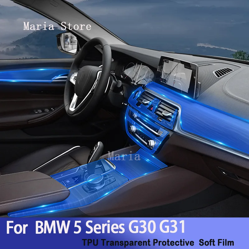 

For BMW 5 Series G30 G31(2018-2022) Hybird Car Interior Center Console Transparent TPU Protective Film Anti- Repair Car Sticker