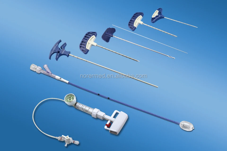 Orthopedic Kyphoplasty Balloon catheter, inflator, syringe pump, bone needle PKP