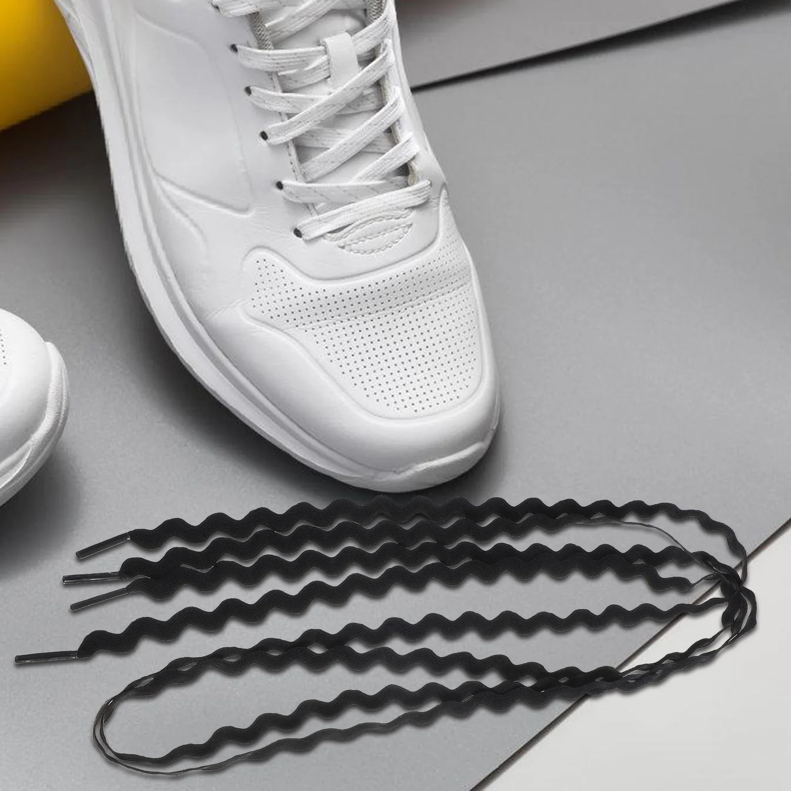 

Curly Shoelaces Lace Decoration 120cm Flat Cloth Replacement Strings for Sneakers Kids Adults Boots White