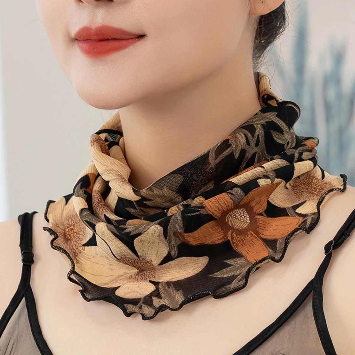 New Summer Neck Cover Multi Functional Ear Hanging Sun Protection Mask For Women Thin Elastic Print Versatile Neckerchief