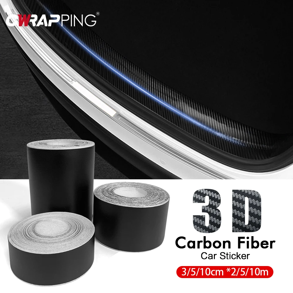 3D Carbon Fiber Car Stickers Door Sill Protector Bumper Tape Auto Protector Strip Waterproof Protection Film for Car Accessories