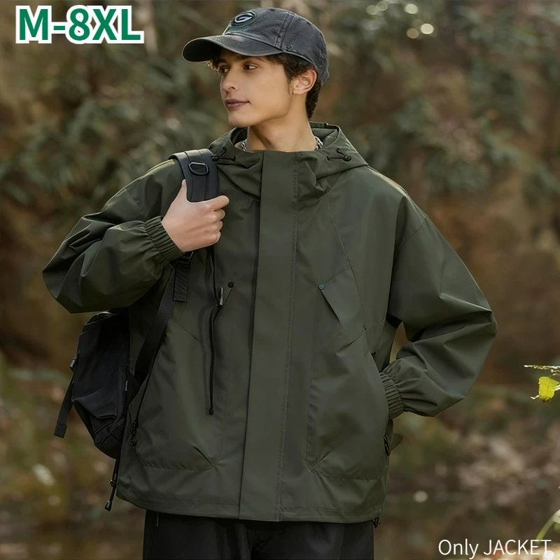 

Спортивные походные куртки Кемпинговая куртка Мужская ветровка Пальто размера плюс 8XL Повседневная водонепроницаемая куртка Мужская однотонная верхняя одежда для пар