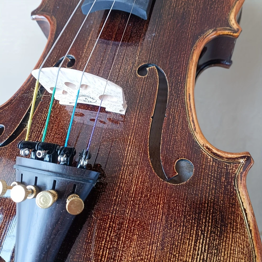 لوحة خلفية من خشب القيقب على شكل نمر مصنوعة يدويًا كمان 4/4 مجموعة طلاء الكاجو البني آلة موسيقية احترافية مع صندوق