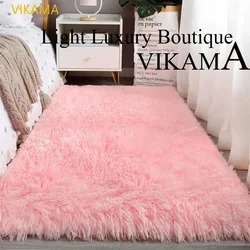 VIKAMA Silk wool Solid Colour Living Room Bedroom Bedside Sofa Soft Mat Home Light Luxury Non-slip Dirty Resistant Washable Rug