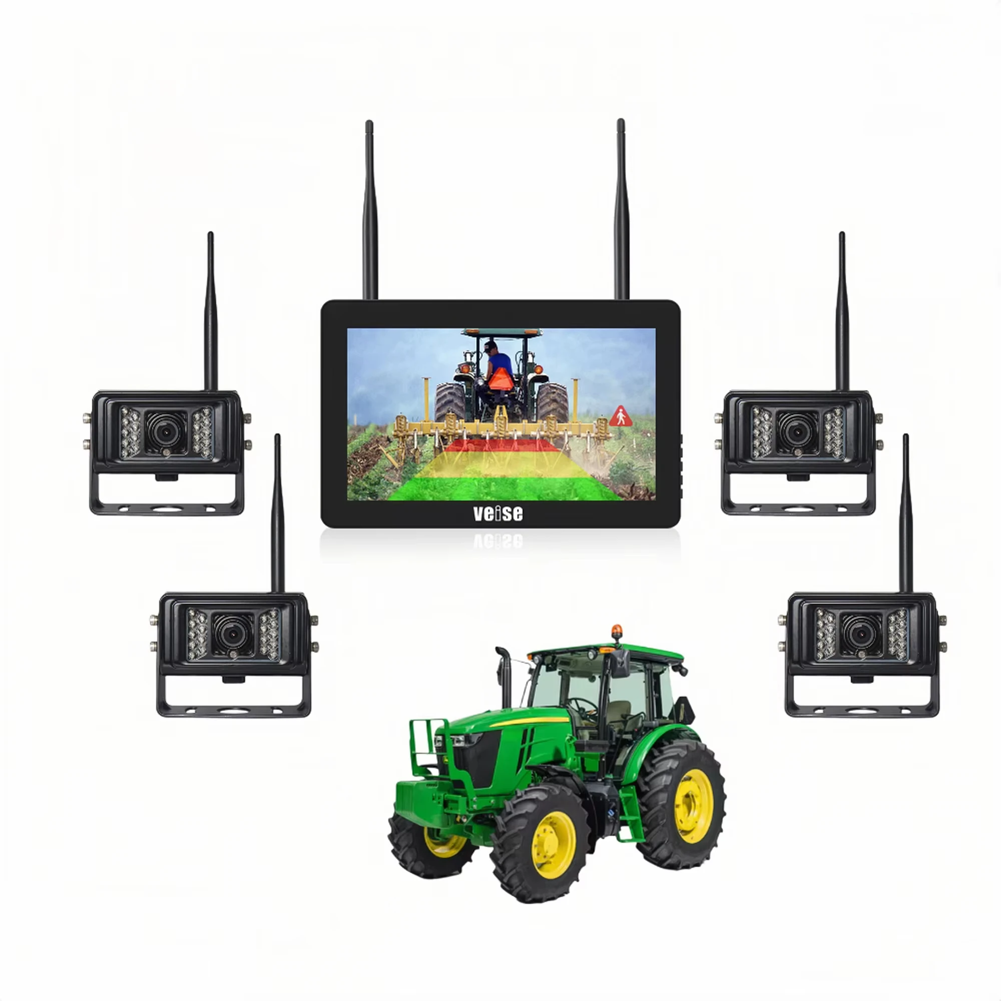 

VEISE 360° AI Blind Spot Detection Wireless Rear View Camera Blind Area Pedestrian Voice Alarm Smart for Agricultural Machines