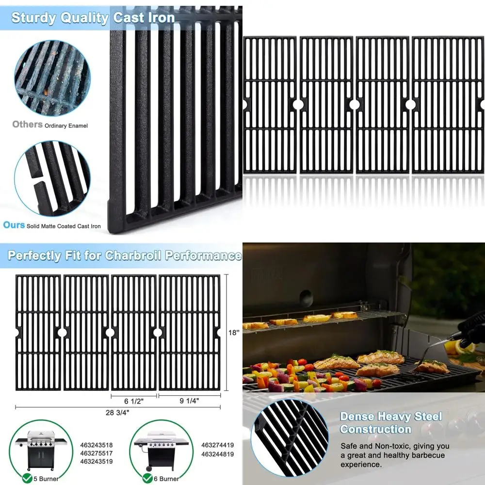 

Char-Broil 18 Cast Iron Cooking Grates for Models 463243518, 463275517, 463243519, 463274419, 463274819 - Replacement Grill Part