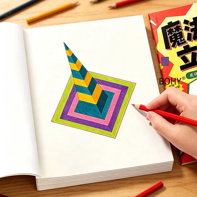 A Hands-on 3D Stereoscopic Painting Coloring and Tracing Brochure 16 Pages of Theme Drafts As Contradictory Space/trap Caves Etc