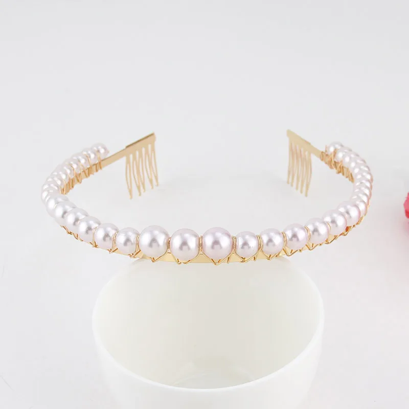 10pcs Women Girls White Pearl Headbands Gold Hairbands Bridal Hair Hoop Wedding Hair Accessories