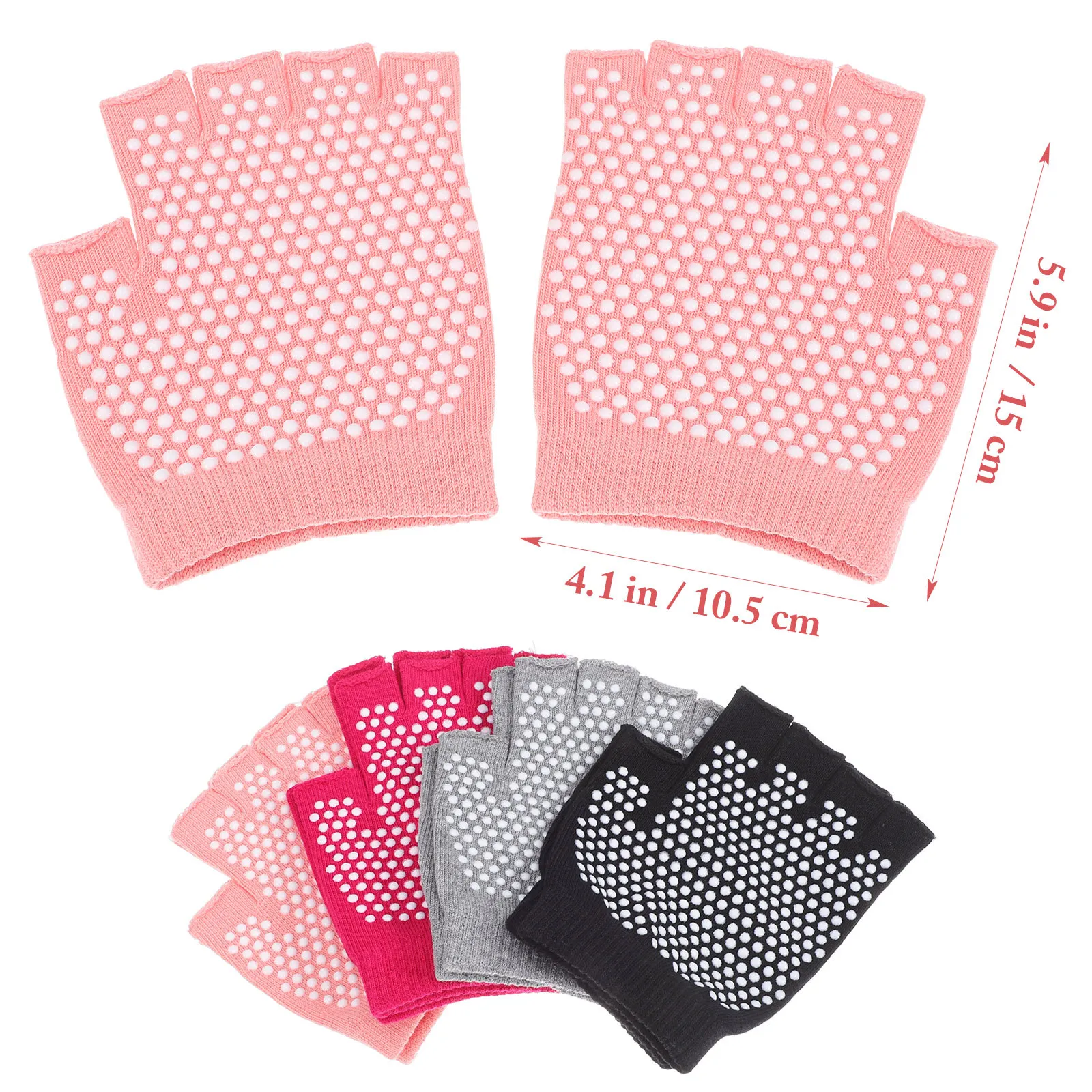 4 قطعة قفازات اليوغا النسائية المضادة للانزلاق تصميم بدون أصابع للياقة البدنية تجريب بيلاتيس المشي لمسافات طويلة تسلق المعدات الرياضية