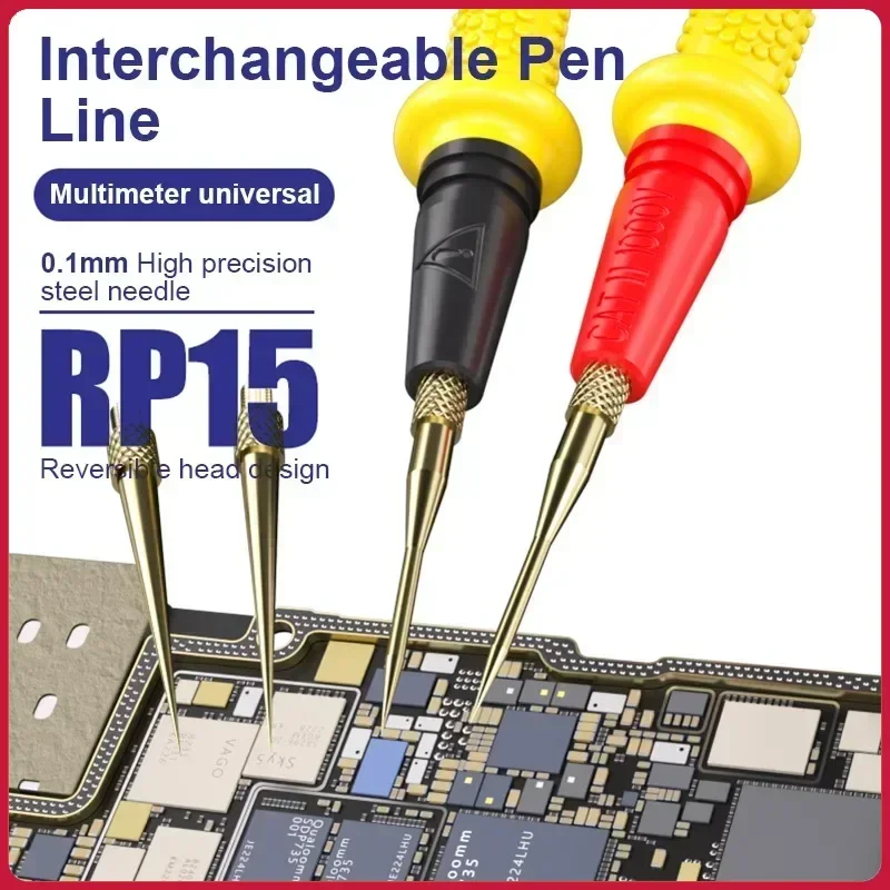 MECHANIC RP15 1000V 20A Stainless Steel Probe Wire Interchangeable Tip Multimeter Test Probe Leads for Circuit Board Repair