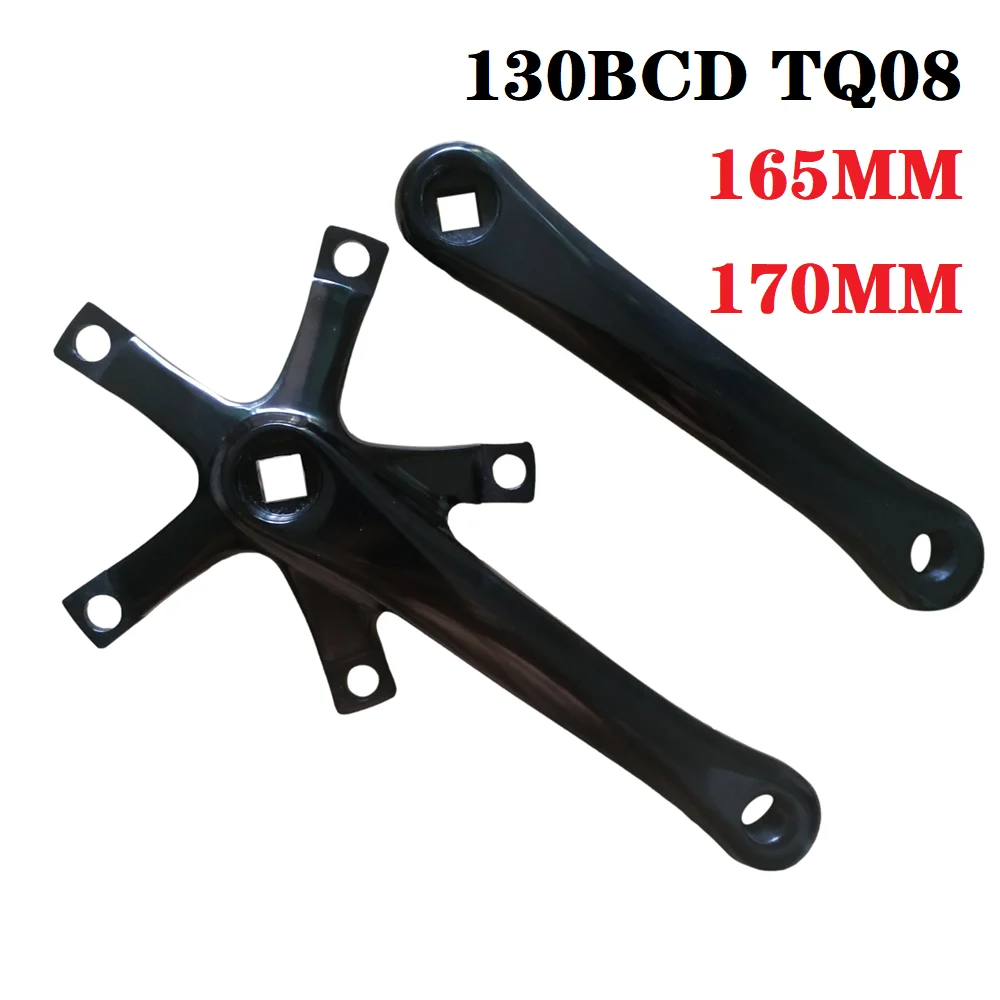 Road Bike Crank Crankset Aluminum Alloy Folding Bicycle Parts BMX Arm Glossy Black Crankset 130BCD 5 Bolts 165mm 170mm