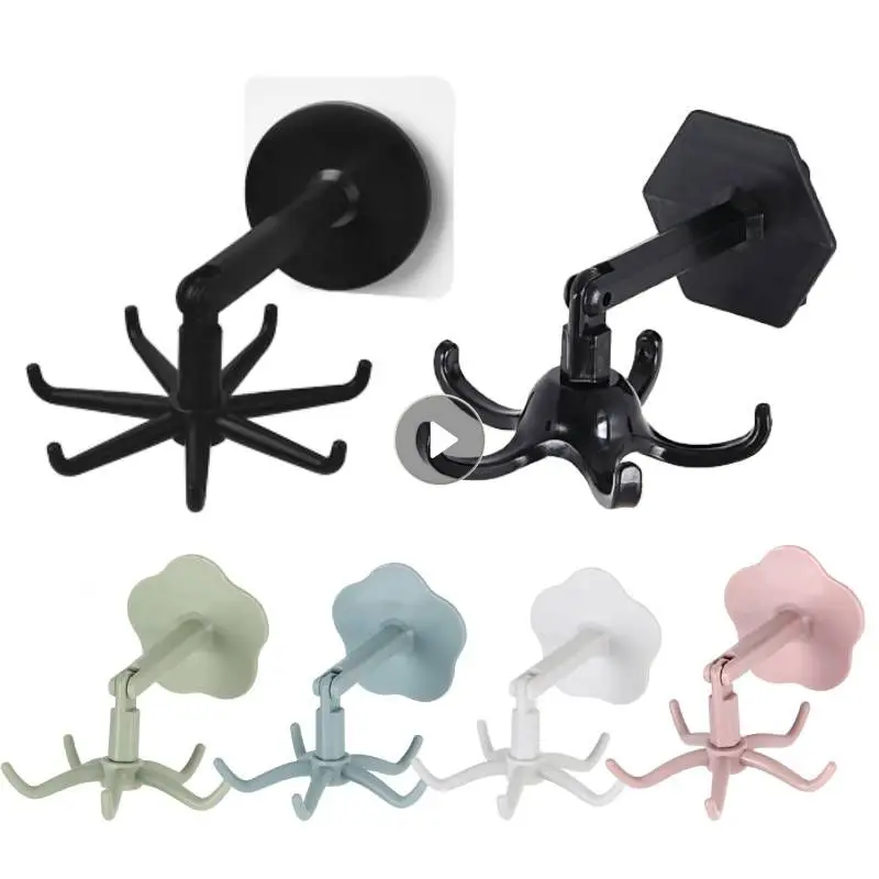 Universal Hooks 360-degree Rotatable Rack Storage Hooks Kitchen Bathroom Bath Towel Rack Multi-Purpose Punch-free Organizer Hook