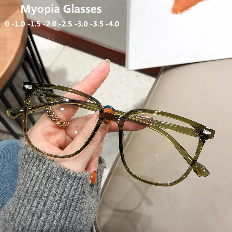 Diopter 0 -1.0 To -4.0 Women Men Myopia Glasses Fashion Nearsighted Eyeglasses Vintage Frame Ultralight Eyewear Computer Goggles