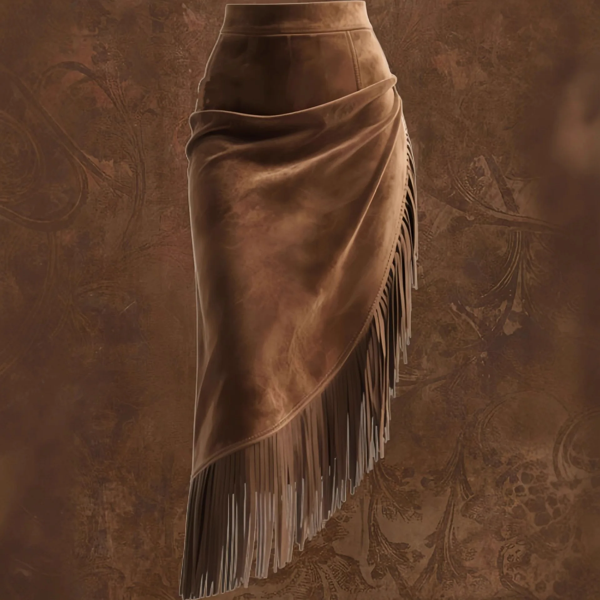 

2025 New Women's Retro Tassel Irregular Half Length Skirt