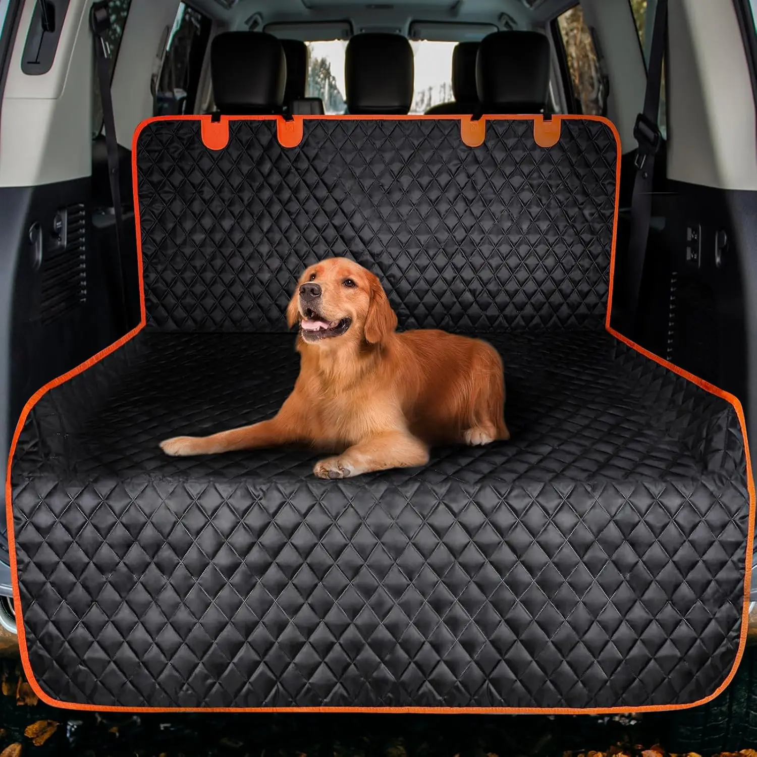 

Universal Waterproof SUV Cargo Liner for Dogs with Bumper Flap Protector, Non-Slip Trunk Mat Fits Most Vehicles (90x55 inches)