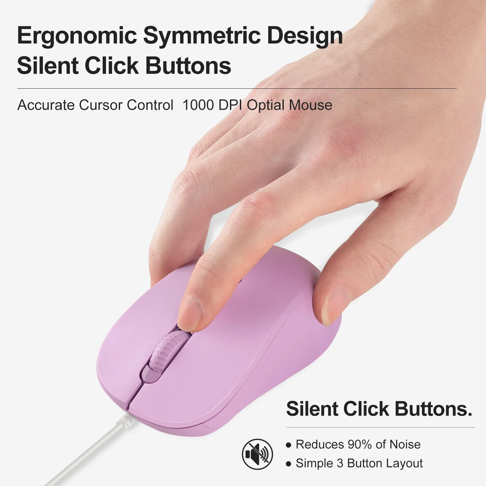 Type C Interface Mini Wired Silent Optical Mouse Plug And Play 1000 DPI 7-Color LED Luminous Roller Ergonomic Symmetric Design