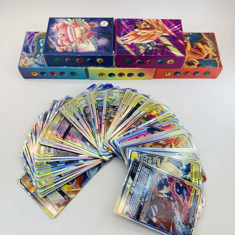 

60-100 шт. карты покемонов EX Vmax GX Tag блестящая английская/французская версия боевая игра карточная игрушка для детей рождественский подарок