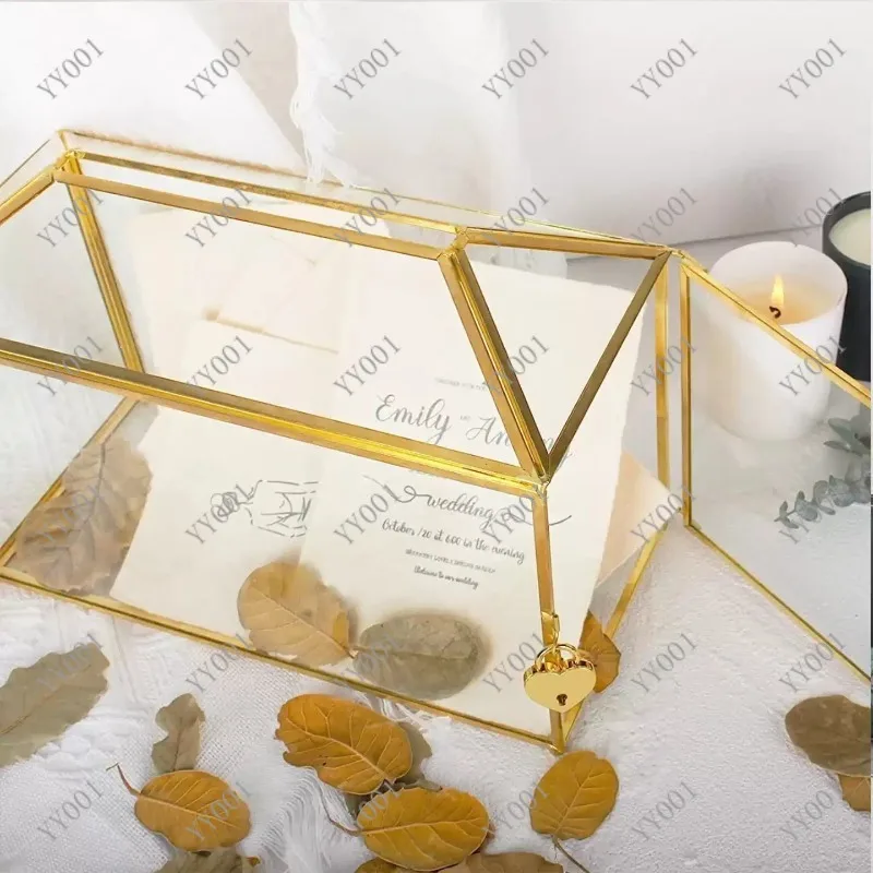 European Style Gold Rectangular Gift Box with Lock for Wedding Birthday Perfume Glass Decoration