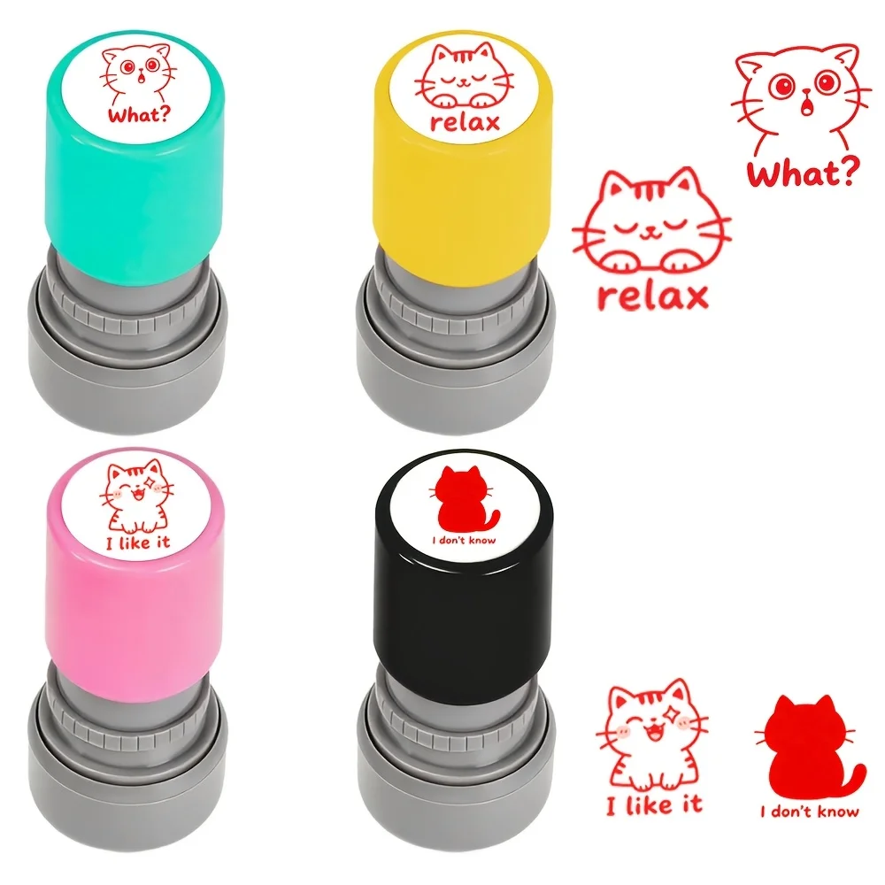 4 emotional animal stamps, humorous animal mood feedback photosensitive stamp, 