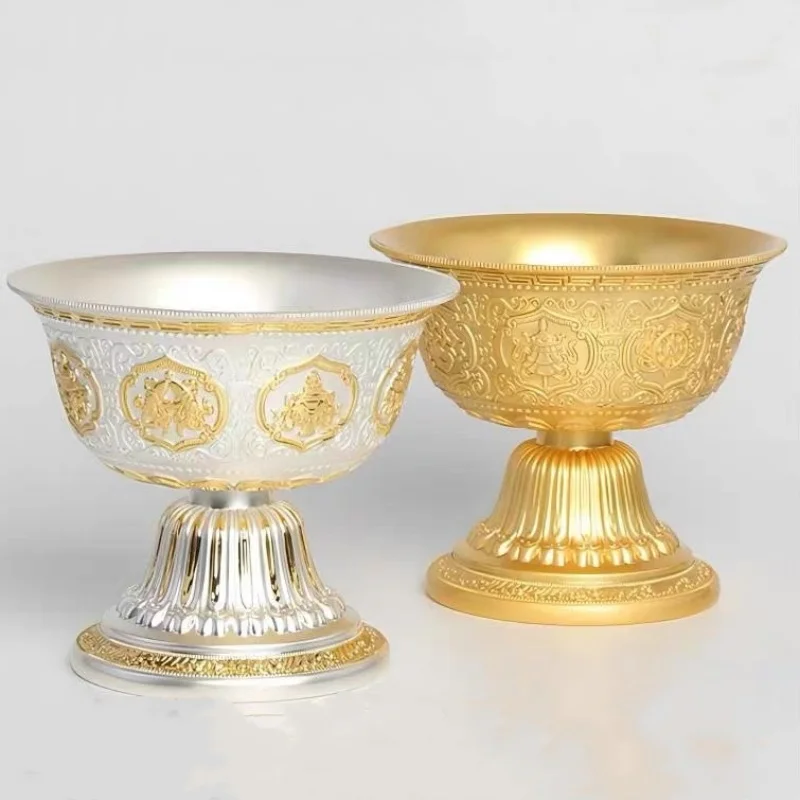 

Silver Engraving Buddhism Holy Water Cup, Handicraft Alloy, Auspicious Tibetan Bowl Collection , Indoor Decorative 1Pcs,9.5 cm