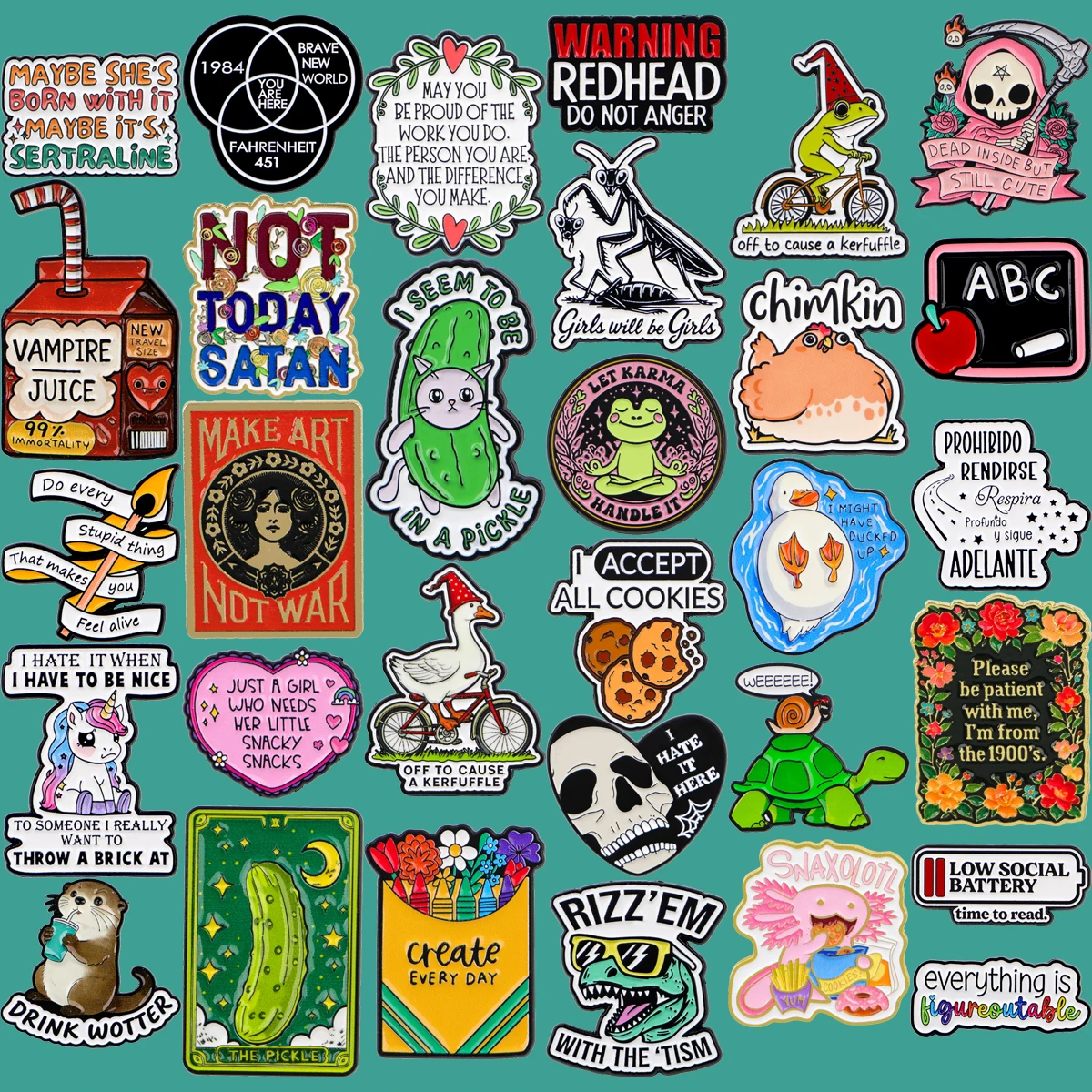 Make Art, Not War Cool Quotaions Enamel Pin Lapel Pins Cartoon Cucumber Badges Brooch for Clothes Backpacks Jewelry Gifts Friend