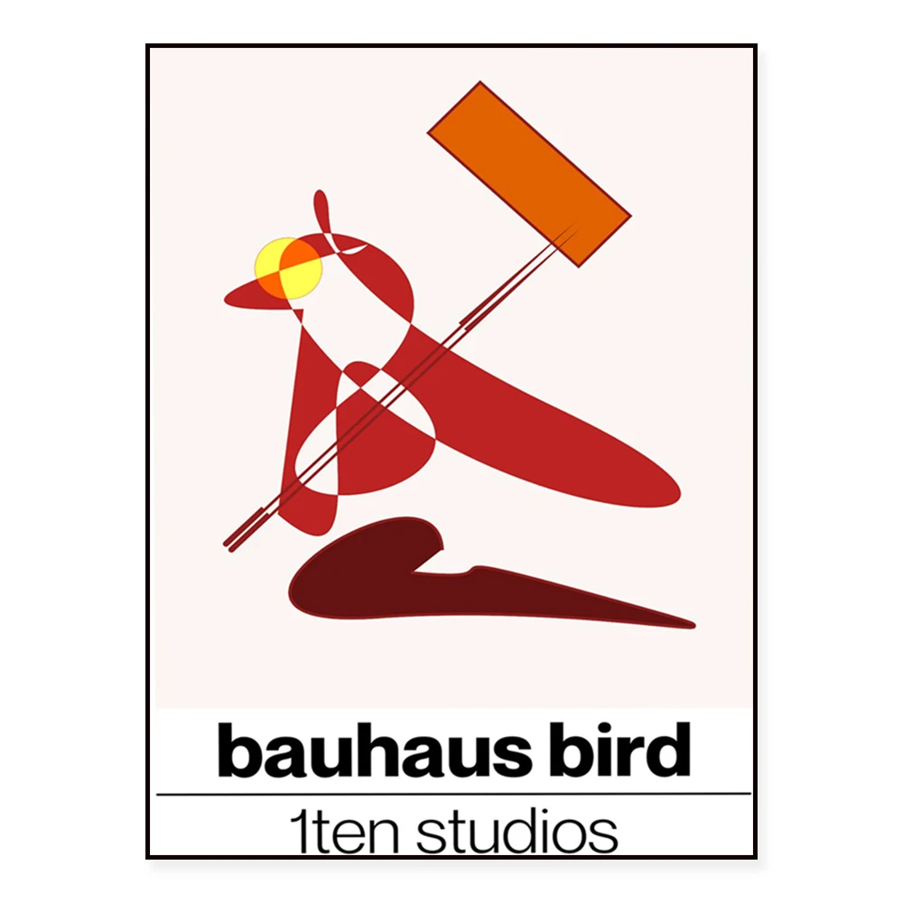 Bauhaus-inspired Bird Art Print / Geometric Shapes & Colourful Design + Bauhaus typography (Classic Art Print)