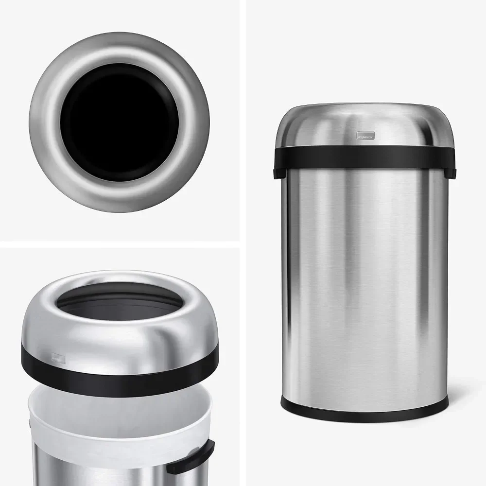 115 Liter / 30 Gallon Bullet Open Top Trash Can Commercial Grade Heavy Gauge, Brushed Stainless Steel