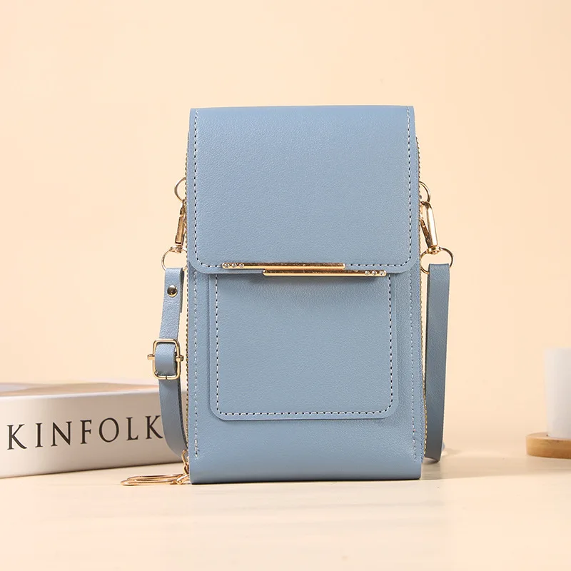 Nova Bolsa de Celular com Tela Sensível ao Toque para Mulheres, Porta-Cartões, Bolsa Transversal, Carteira Feminina
