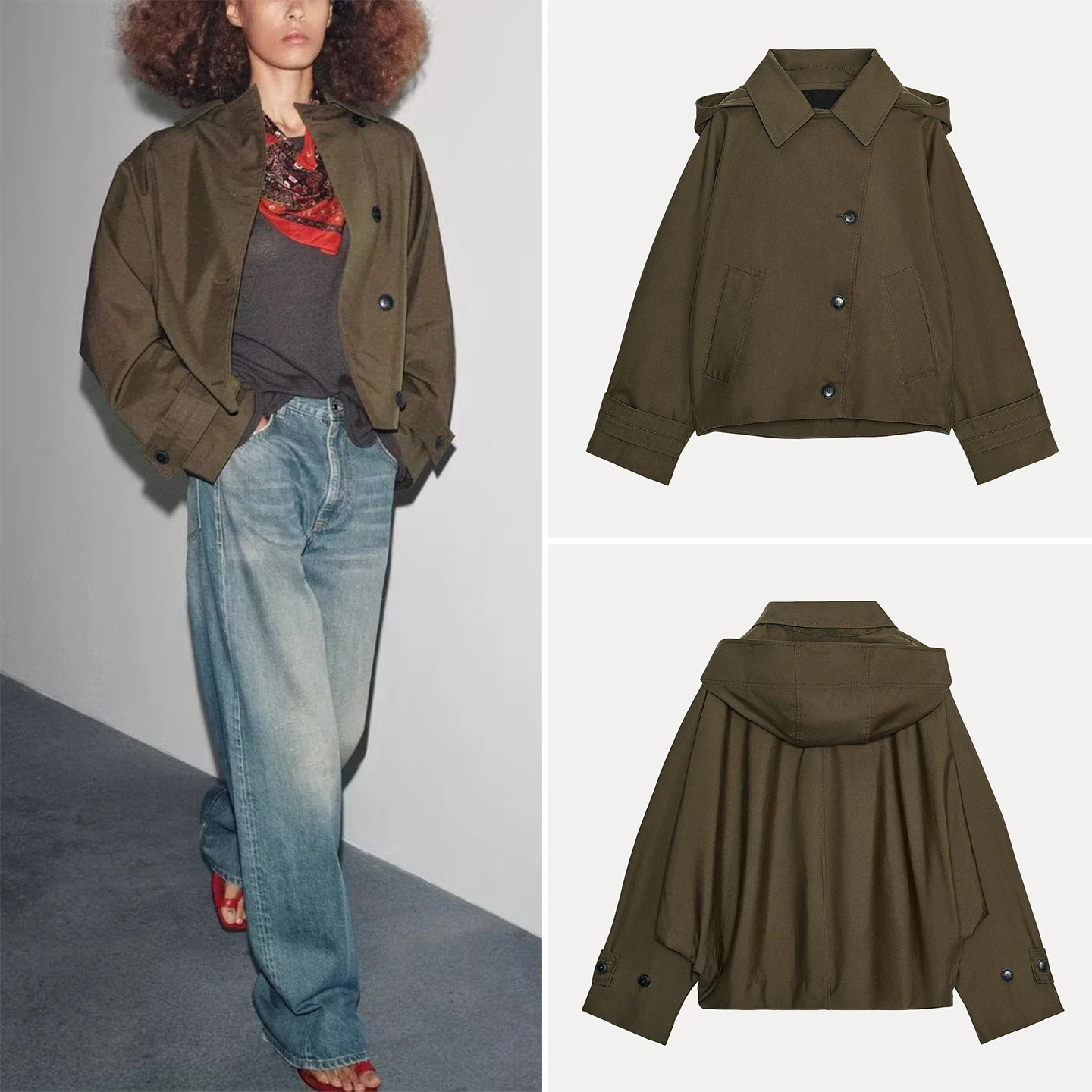 

Ele Pure Color Waterproof Autumn Windbreaker 2025 New Women's Faion Commute Loose Fit ort Sve Long Button