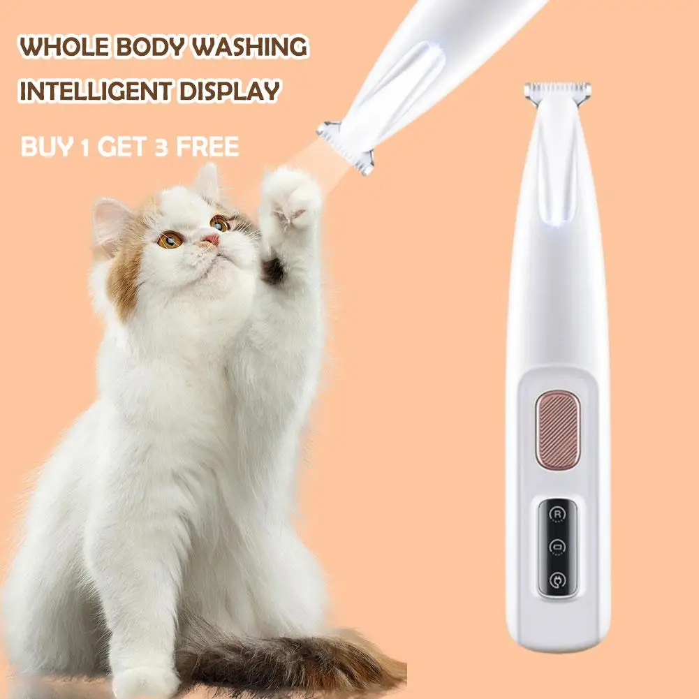 Multifuncional Pet Hair Clippers, Barbeador recarregável à prova d'água com LED, Pet Light Trimmer, Cabelo Displa J5R2