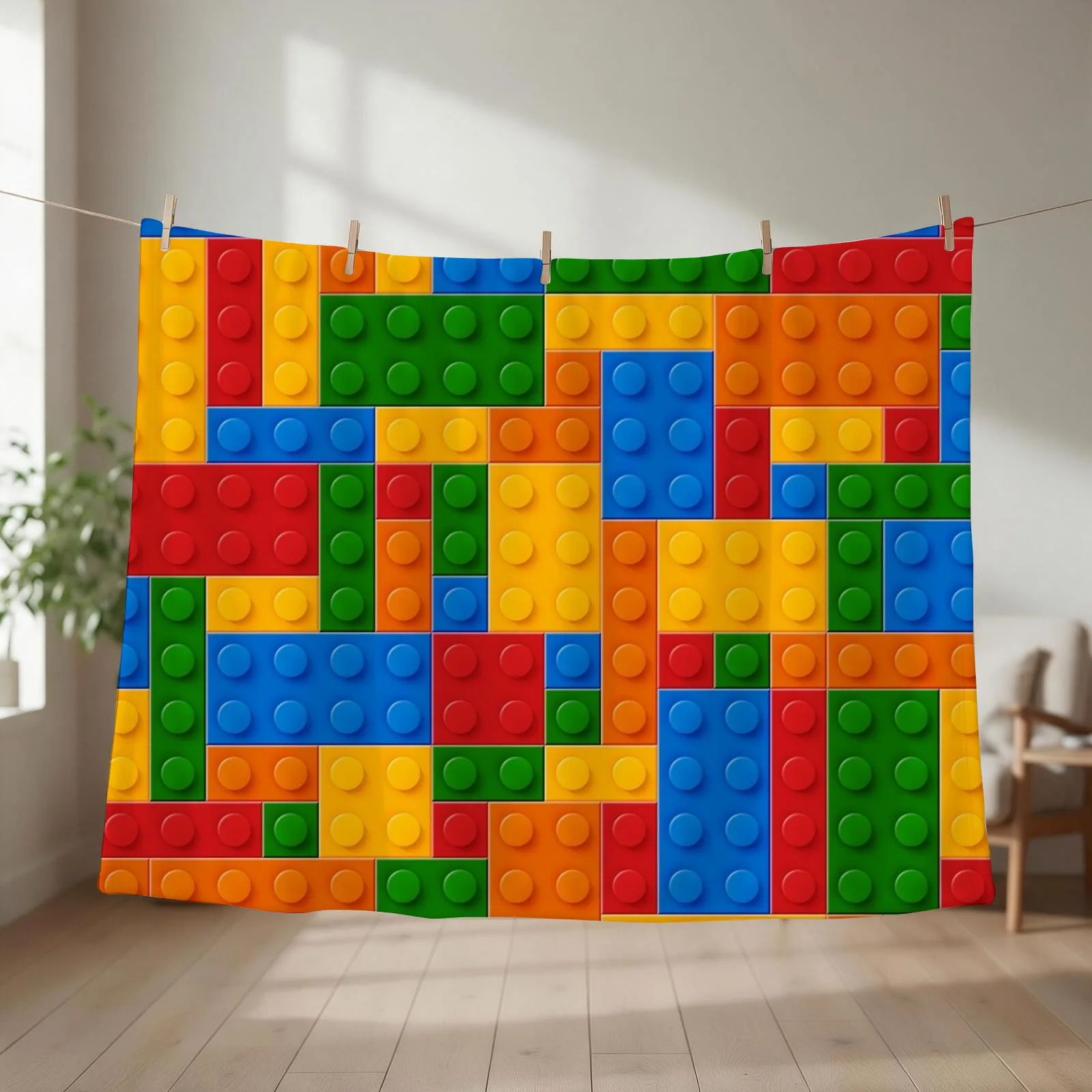 Plastic Building Blocks Toy Throw Blanket couch cozy soft plush fuzzy picnic outdoor blanket