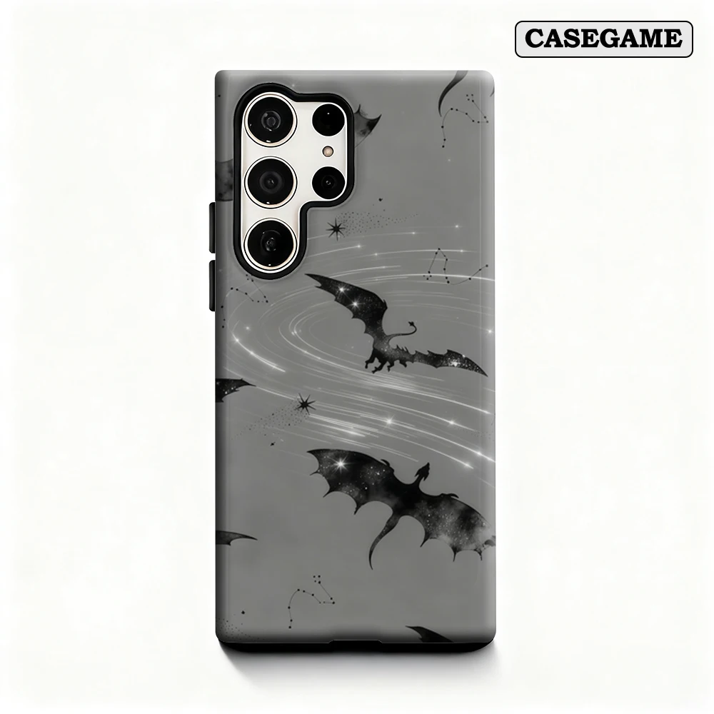 Mystical Starry Dragon Phone Case for Samsung Galaxy S25 Ultra S24 S23 Ultra Plus Shockproof Double Layer Back Cover
