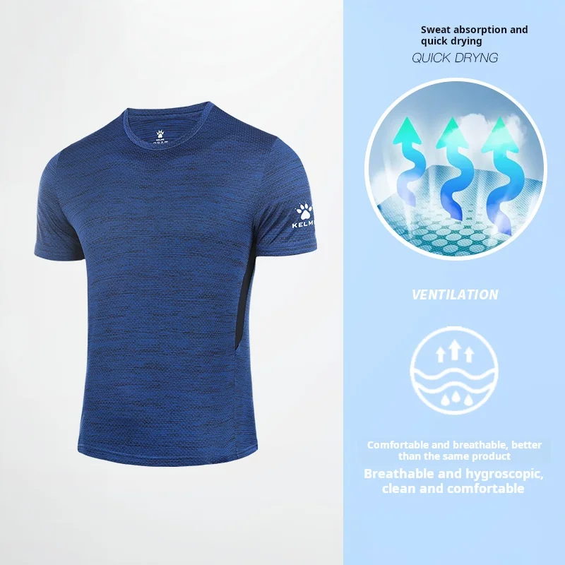 Kelme Running T-shirt For Men's Summer Quick Drying Fitness Breathable Short Sleeve Thin Football Training Sports Top