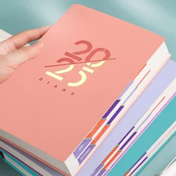 2025 Planner Notebook Monthly Calendar Diary Schedule Soft Leather Paper Office School Stationery